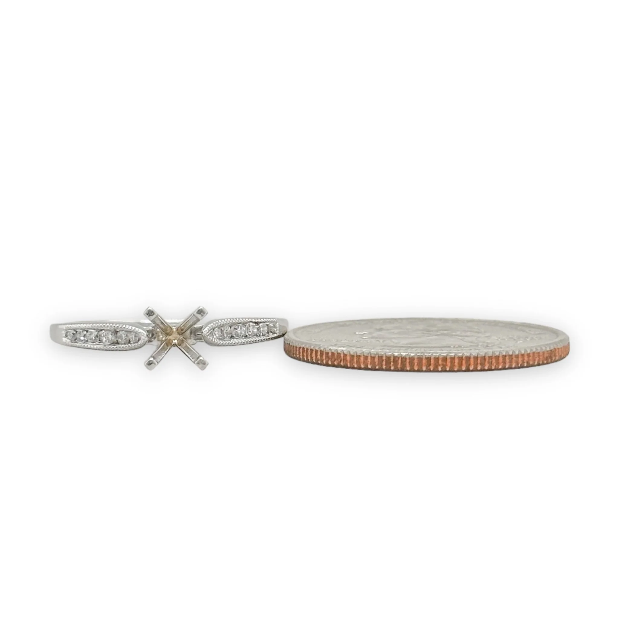 14K W Gold 0.12cttw H/SI1 Diamond Mounting - Image 5