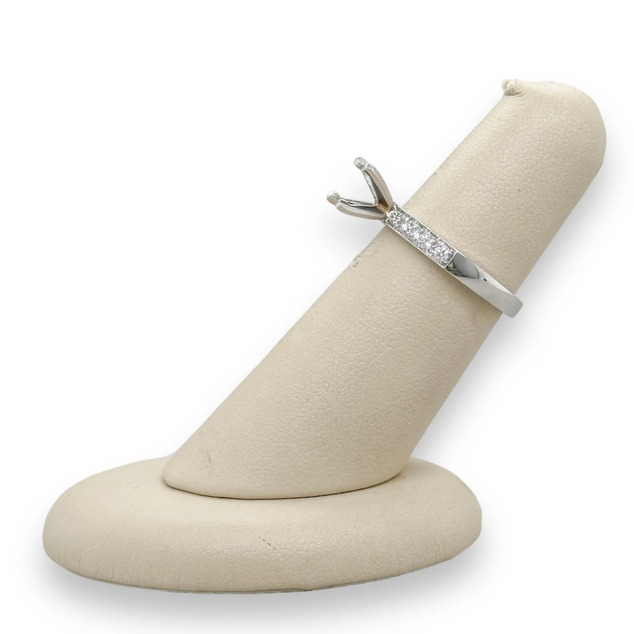 14K W Gold 0.24cttw G/SI1 Diamond Milgrain Mounting - Image 4