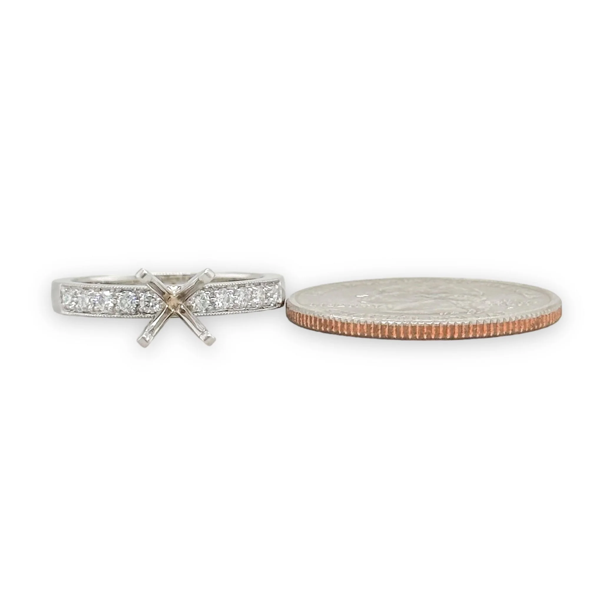 14K W Gold 0.24cttw G/SI1 Diamond Milgrain Mounting - Image 5