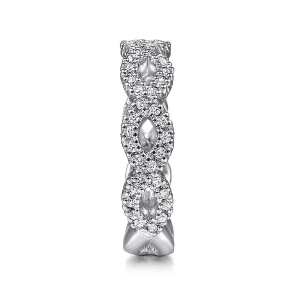 14K W Gold 0.42ctw Ladies Open Twisted Diamond Band - Image 4