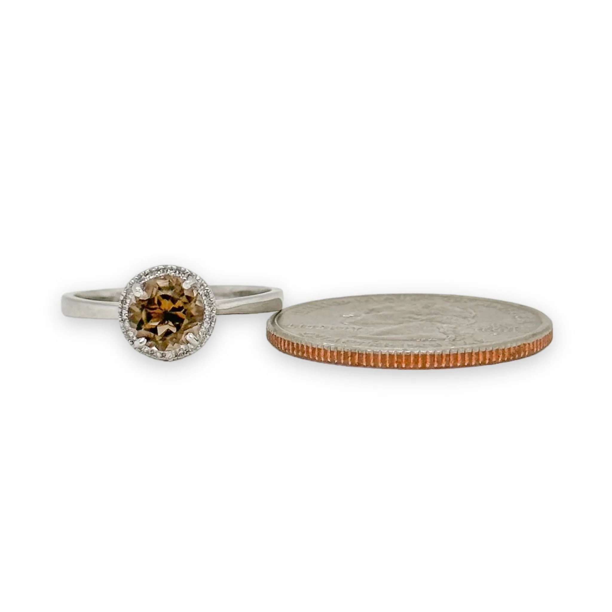 14K W Gold 0.91ct Smoky Quartz & Diamond Halo Ring - Image 4