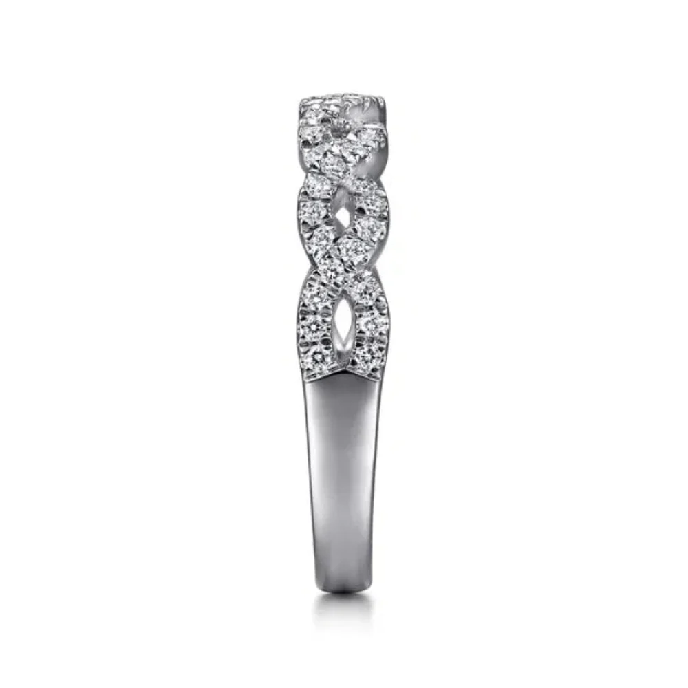 14K W Gold 0.27ctw Ladies Open Twisted Diamond Band - Image 4