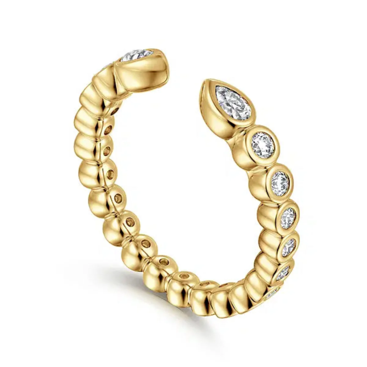 14K Y Gold 0.49ctw G/SI1 Bezel Set Pear and Round Open Diamond Eternity Band - Image 3