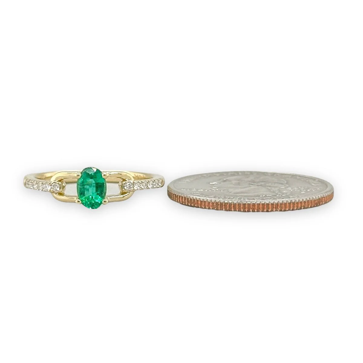 14K Y Gold 0.39ctw Emerald and 0.11ctw Diamond Ring - Image 4