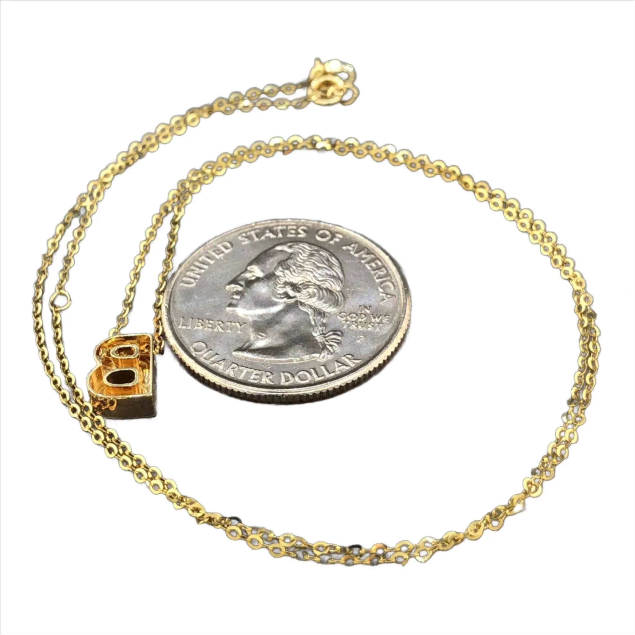 14K Y Gold initial 'B' pendant on a 16" chain with a 2" extender - Image 3