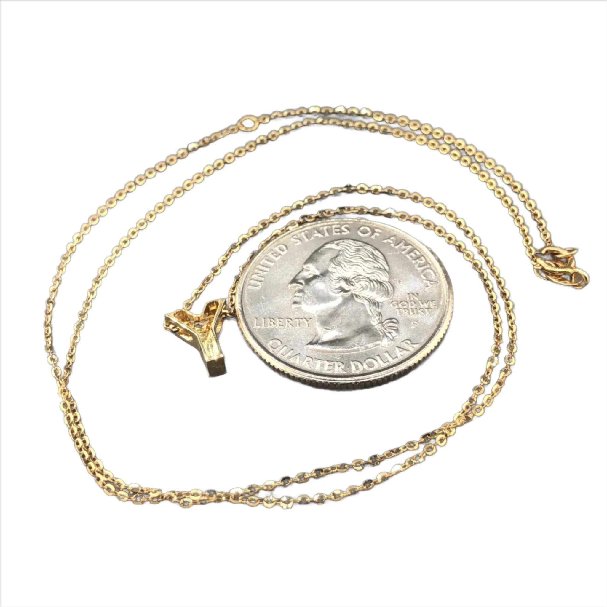 14K Y Gold initial 'Y' pendant on a 16" chain with a 2" extender - Image 3