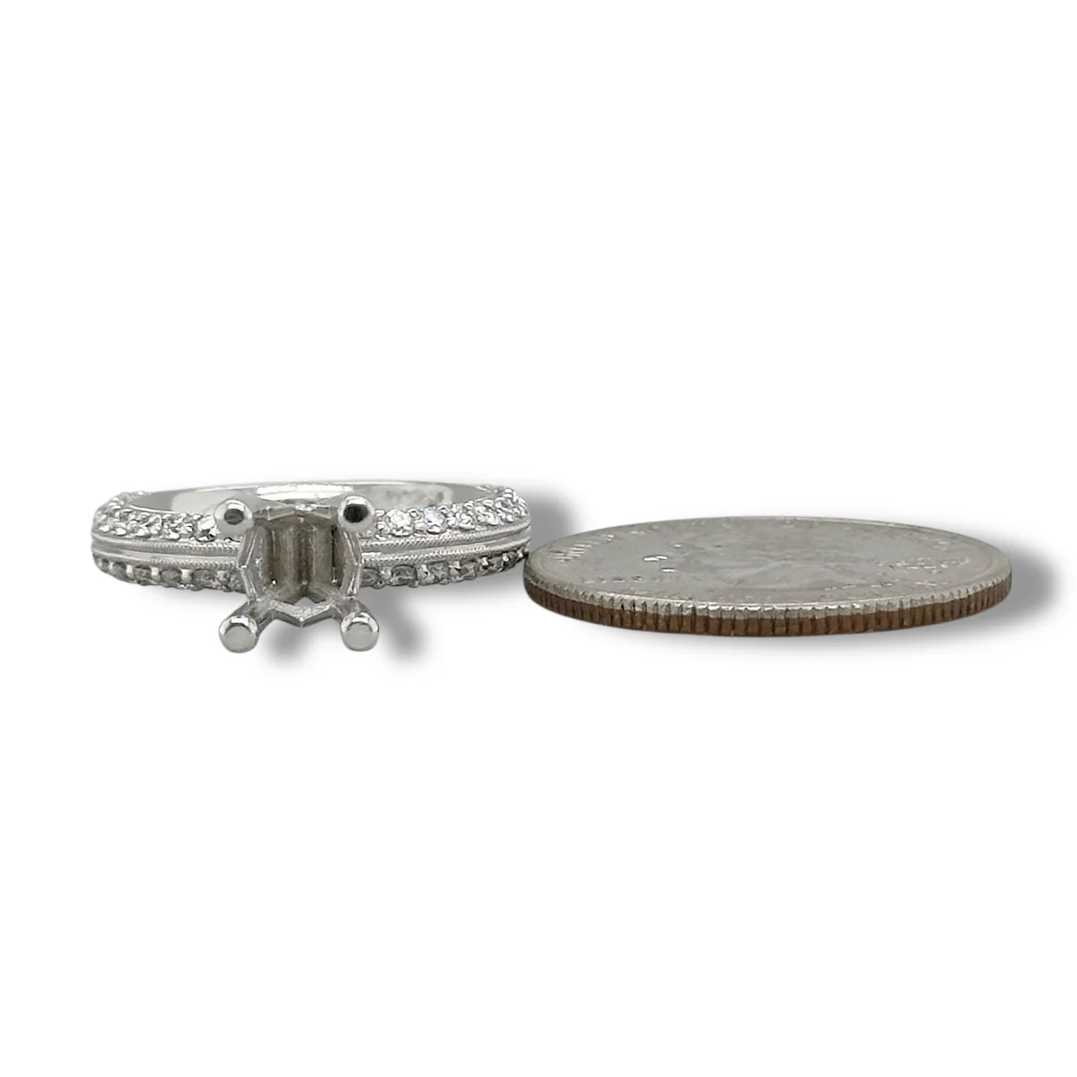 18K W Gold 0.88ctw Diamond Mounting - Image 5