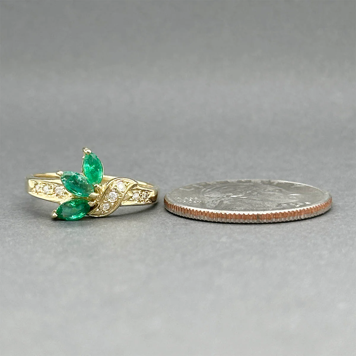 Estate 14K Y Gold 0.42ctw Emerald & 0.05ctw Diamond Ring - Image 4