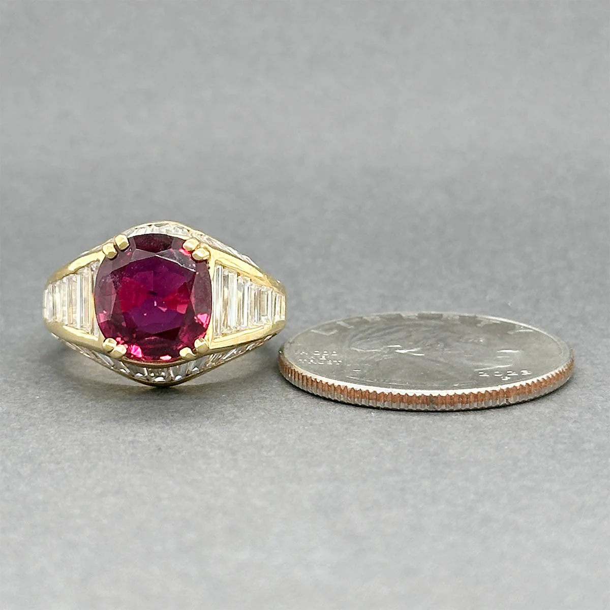 Estate 18K Y Gold 3.73ct Ruby & 3.00ctw Diamond Ring GIA #5201725372 - Image 5