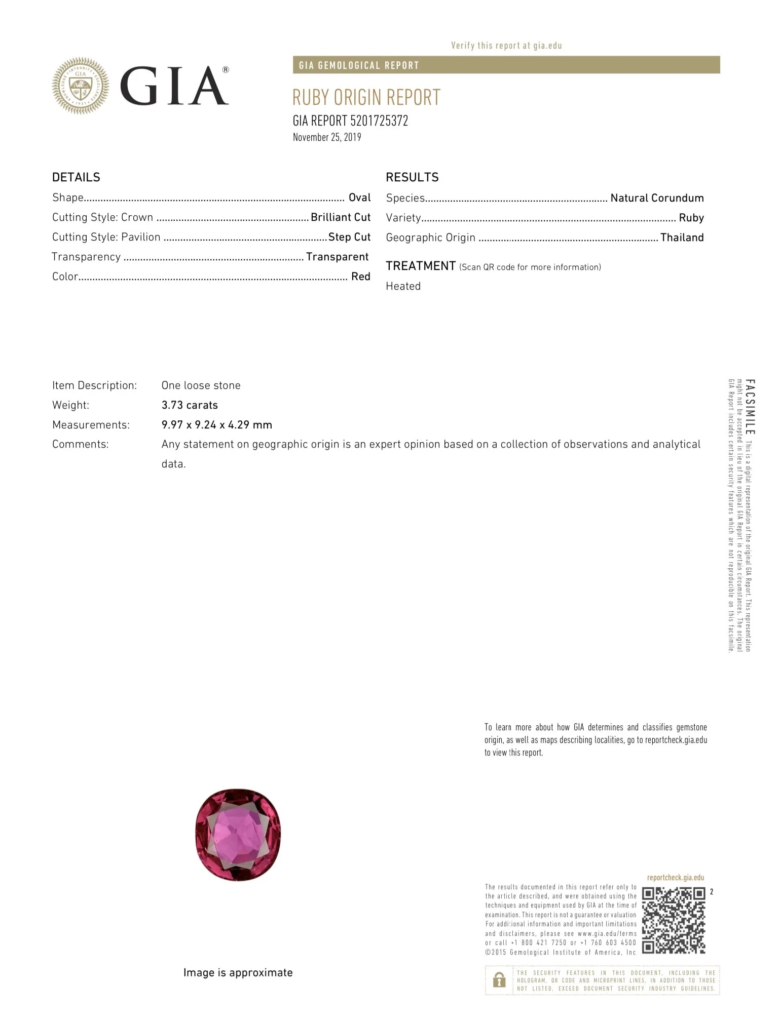 Estate 18K Y Gold 3.73ct Ruby & 3.00ctw Diamond Ring GIA #5201725372 - Image 6