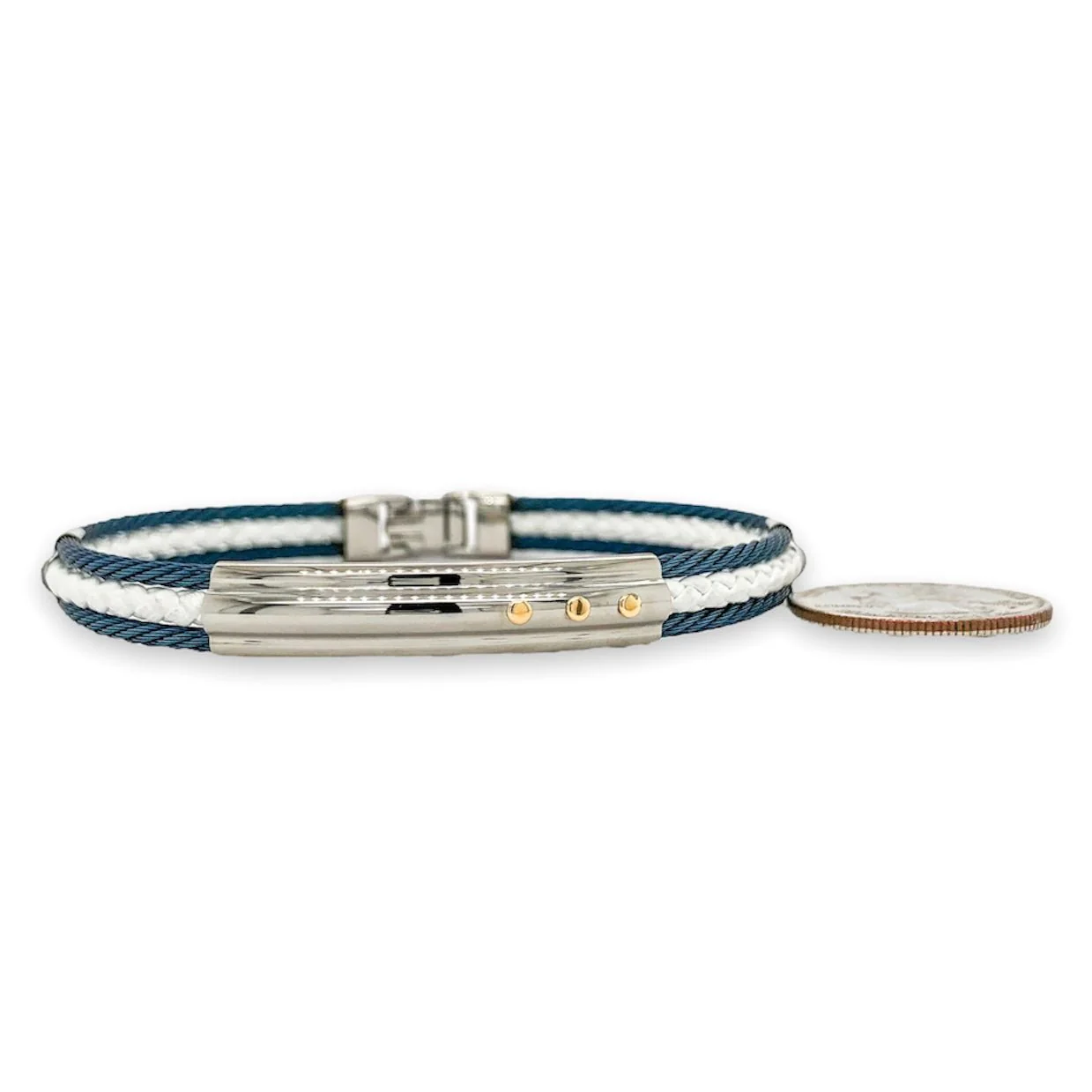 STST Blue & White Leather Cable Bracelet - Image 4