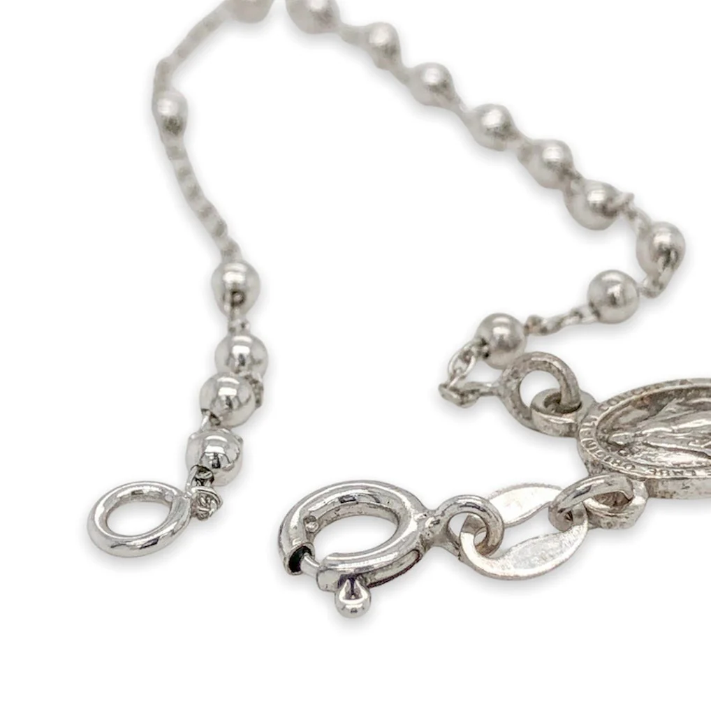 SS Miraculous Medal & Cross Charm Bracelet - Image 3