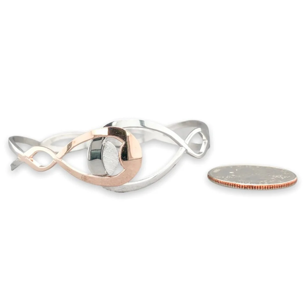SS RGP Open Design Twisted Bangle Bracelet - Image 4
